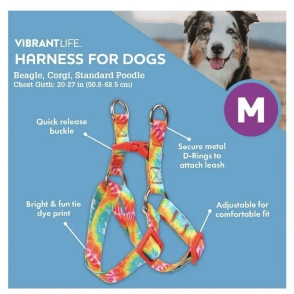 Vibrant Life Rainbow Dog Harness - Medium
